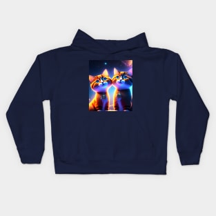 Mr. and Mrs. cat under the moon Kids Hoodie